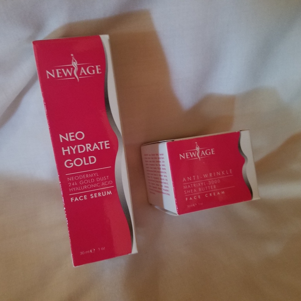 New Age Neo Hydrate gold face serum and cream